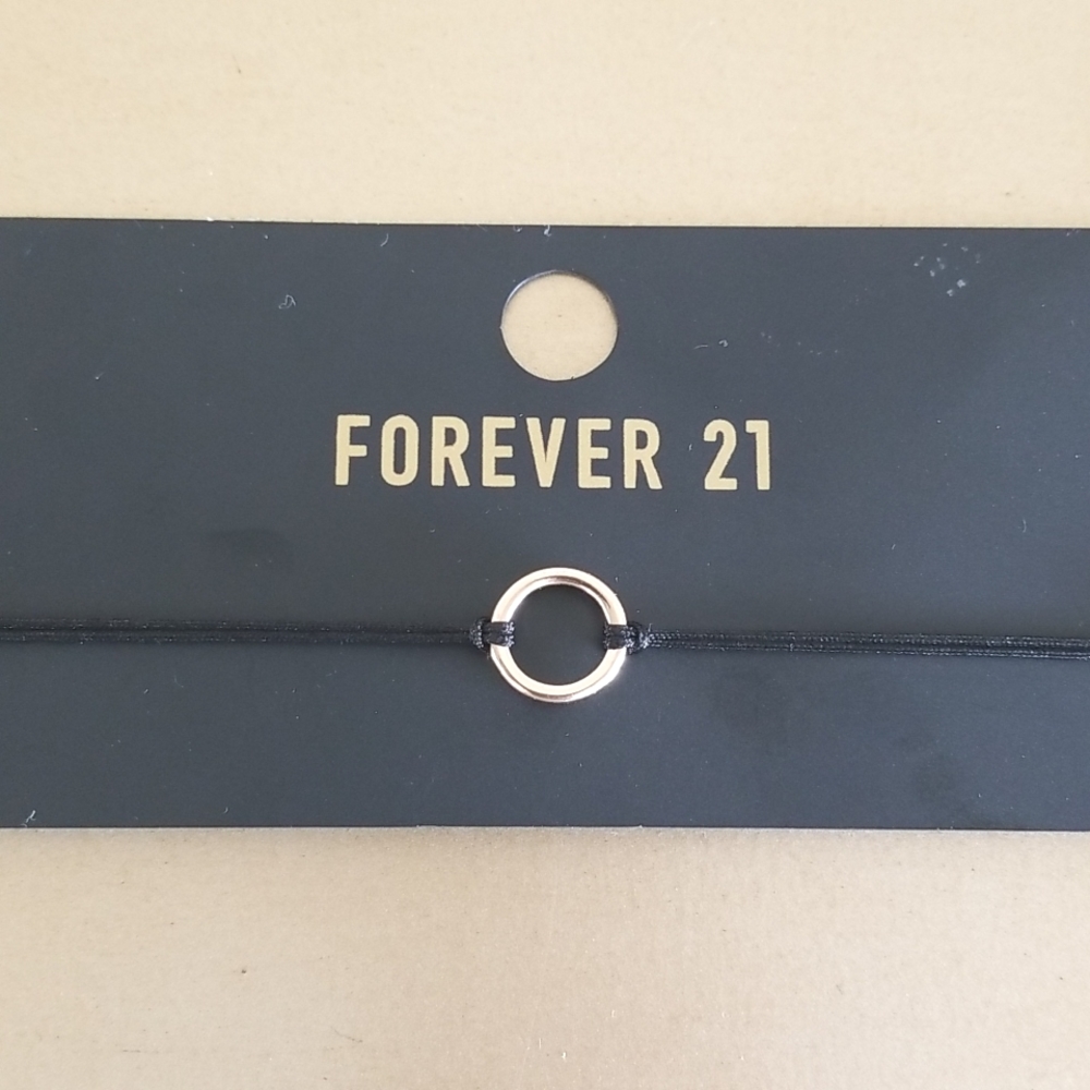 Forever 21 Ring Corded Black Choker NEW